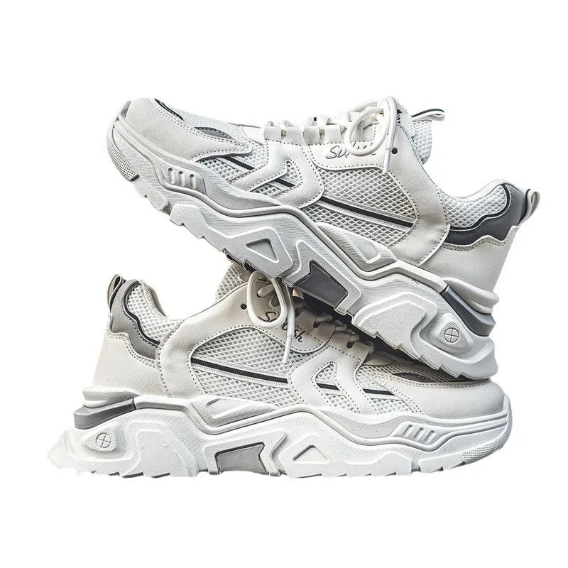 Men’s Breathable High Top Dad Sneakers, Korean Style Mesh Casual Sports Shoes