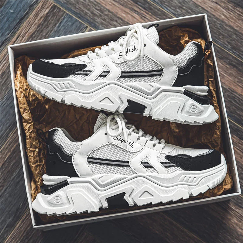 Men’s Breathable High Top Dad Sneakers, Korean Style Mesh Casual Sports Shoes