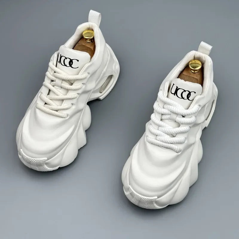Men’s Leather Platform Sneakers High-Quality Comfortable Outdoor Fashion Shoes