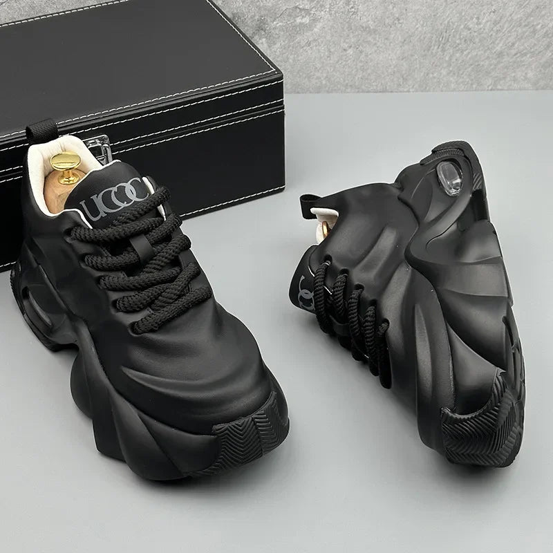 Men’s Leather Platform Sneakers High-Quality Comfortable Outdoor Fashion Shoes